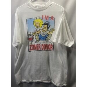 Vintage 1996 I'm A Zoner Donor T‎ Shirt 102.1 FM & Checkers XL Single Stitch